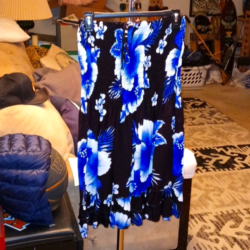Strapless Dress One Size Blue and Black